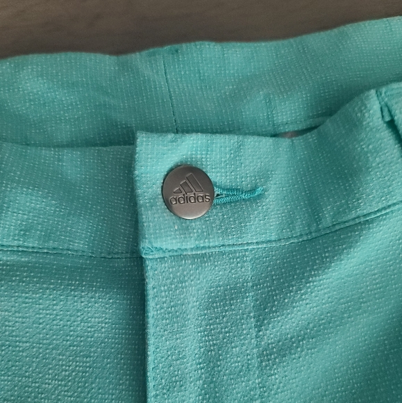 adidas Teal Flat Front Shorts Lightweight Casual Wear - Picture 3 of 8